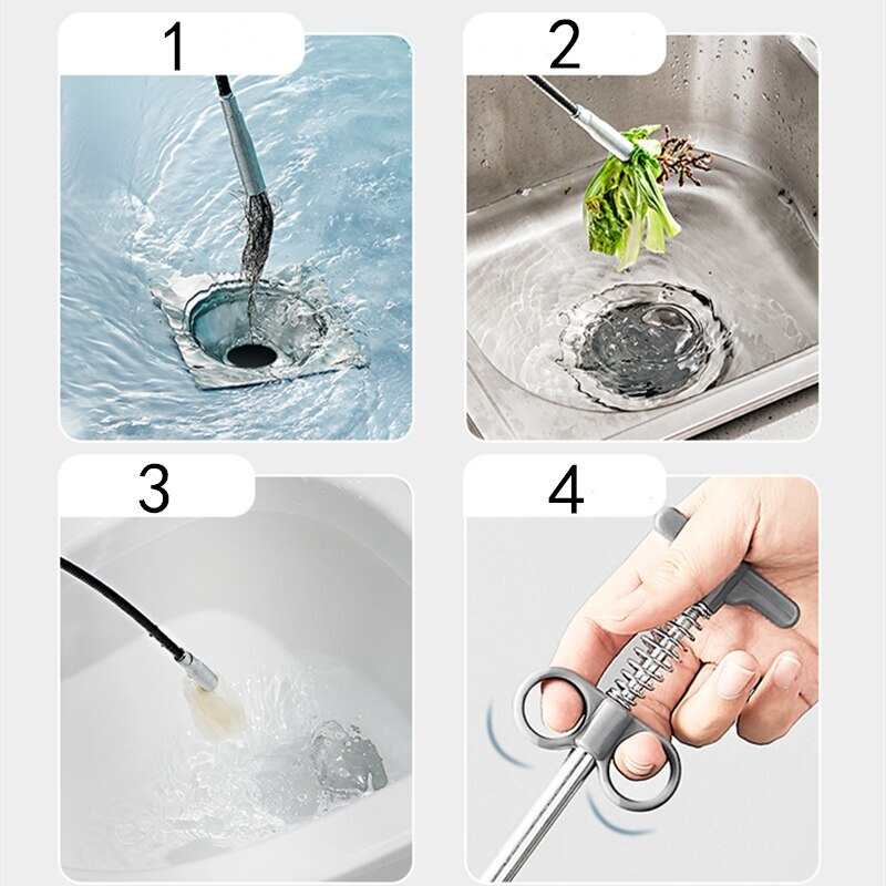 Débloqueur de tuyau d&#39;égout serpent ressort outil de dragage, cuisine salle de bains nettoyage des égouts accessoires de cuisine 90cm 160cm outils de toilette