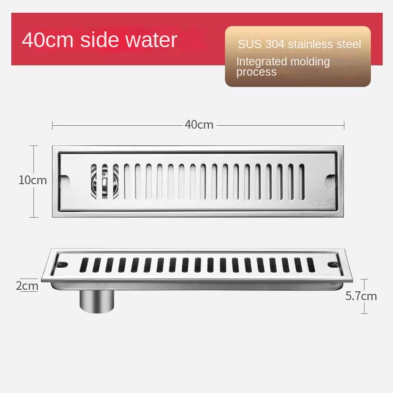 Strip Extended Floor Drain Stainless Steel Large Displacement Anti-Odor Barrier Hair Floor Drain Hotel Family Bathroom Balcony: green