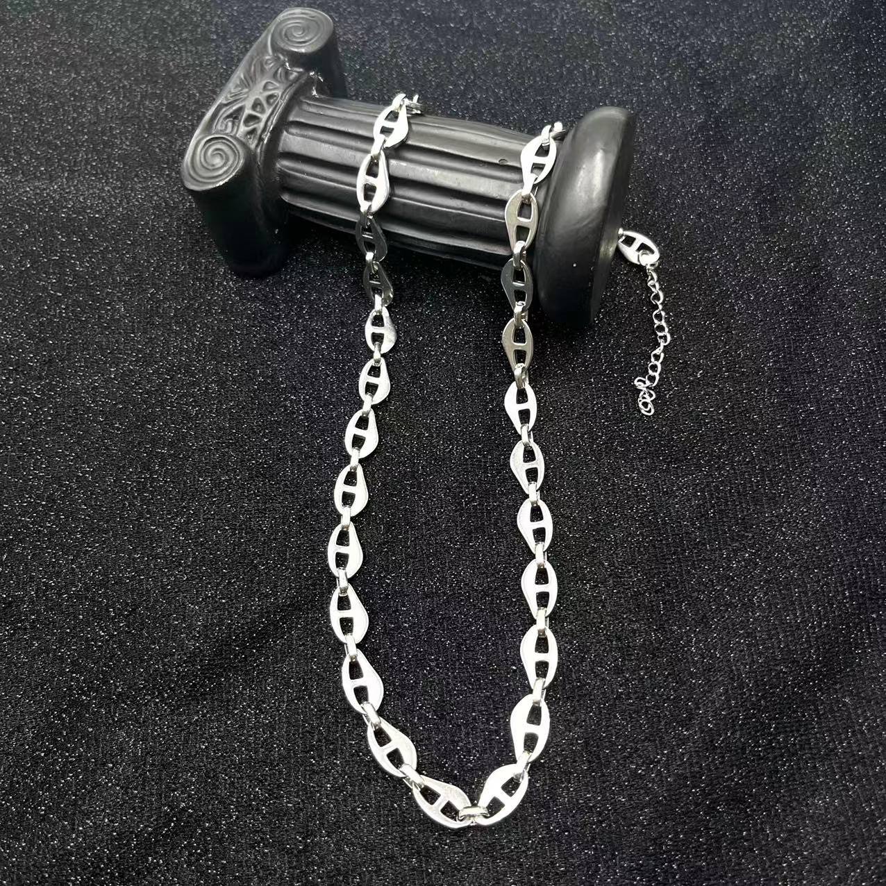 Stainless Steel Chains Hand made Link Necklaces Silver Color Jewelry Never Rub Off Choker: a9