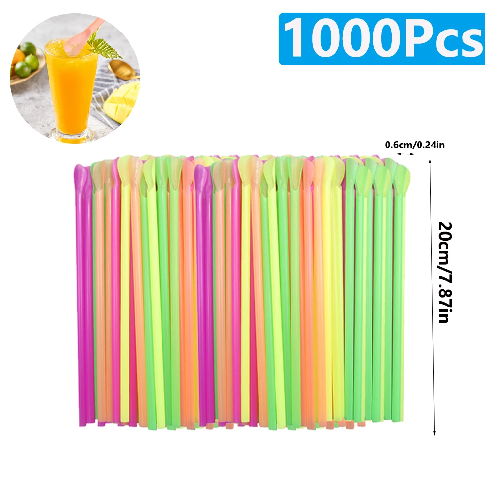 100-2000 Stuks Plastic Lepelrietjes - Milkshake Smoothie Feestartikelen