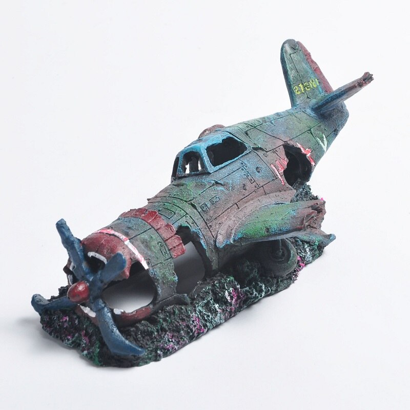 Hars vliegtuigwrak vliegtuig kunstmatig vaartuig aquarium grot huisdecoratie aquarium decoratie