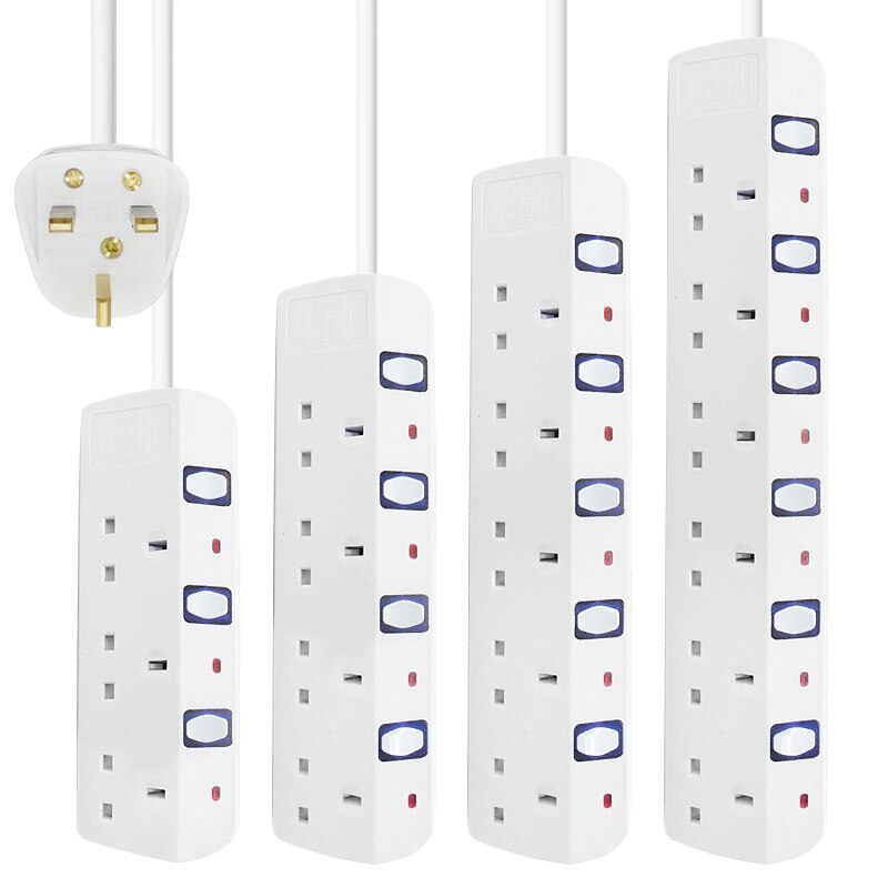 Grenuttag överspänning uk uttag med usb-laddarport switch elektrisk adapter 2m förlängningssladd 2/3/4/5 ac 13a uttag