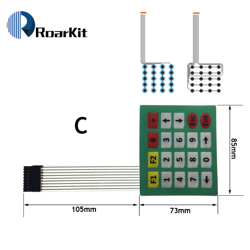 1*2 3 4 5 tastknapper membranbryter 3*4 4 x 5 matrix array tastatur 1 x 6 tastatur med led kontrollpanel pad gjør-det-selv-sett for arduino: C