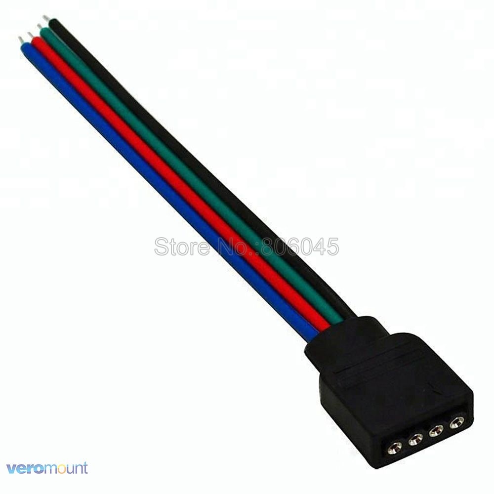 10 st/lot 4 pin 4- pin hona & hane rgb kontakt 10cm kabel tråd kontakt för smd 3528 5050 rgb led strip lampor