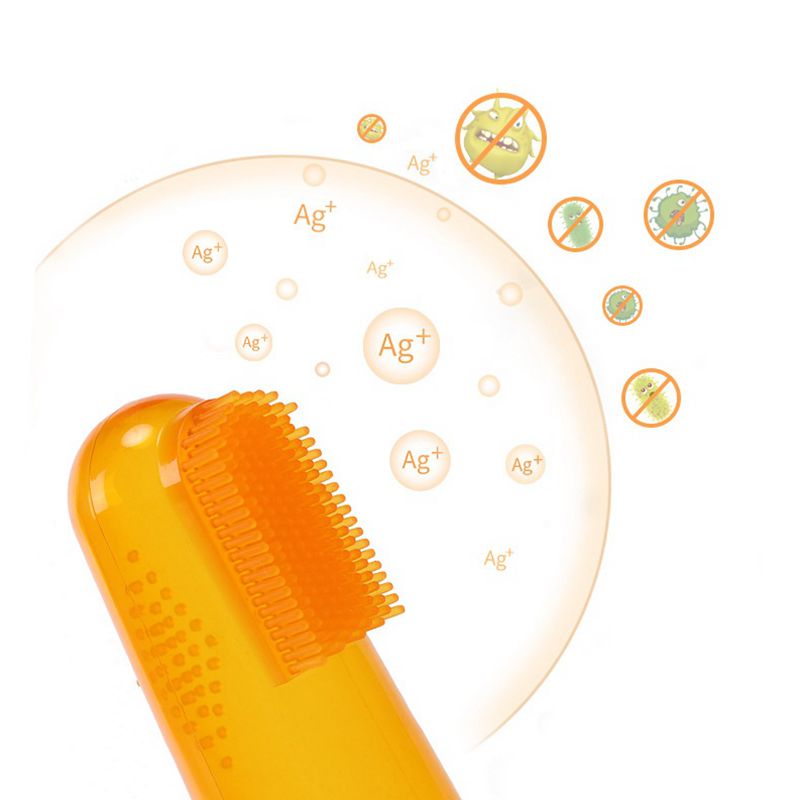 2 Silizium Toothbrushs + Kasten Baby Vinger Tandenborstel Tanden Schoon Weiche Silikon Baby Tandenborstel Gummi Schoonmaken Borstel