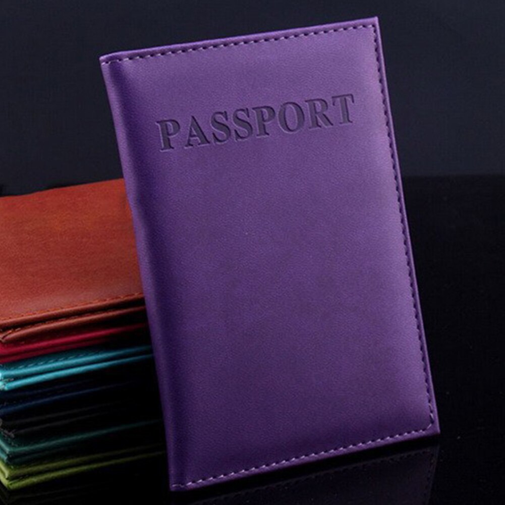 Unisex Paspoorten Clip Vrouwen Mannen Paspoort Opslag Houder Immitatie Lederen Reizen Paspoort Cover Card Organizer Case: purple