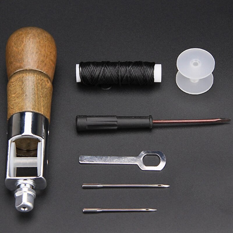 Leather Craft Lock Stitch Sewing Awl Thread Kit Needles Stitch Leather Fabric Grocery: Default Title