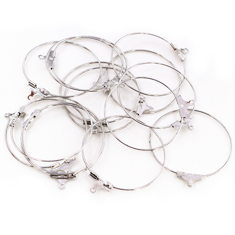 30 Uds 20 25 30 35 40 45mm pendientes de aro hallazgos círculo grande aros de alambre para oreja pendientes para DIY joyería suministros Accesorios