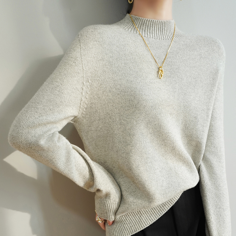 Syksy talvi naisten merinovillainen neule, puolikorkea kaulus, paksu neulepusero, lämmin kashmir-neule, hienot langat, pitkähihainen paita: Xl / Taivaansininen