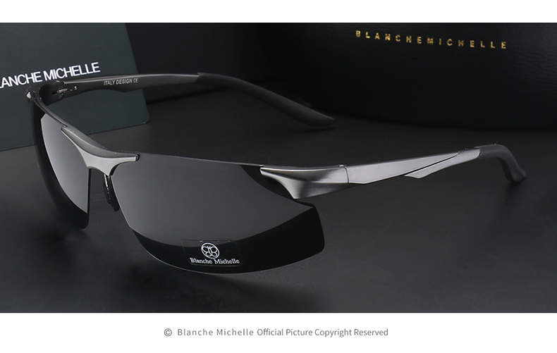 Aluminium Magnesium Mannen Zonnebril Gepolariseerde Sport Driving Night Vision Goggles Sunglass Vissen UV400 Randloze Zonnebril sunglasses men sun glasses man sunglass: gray black