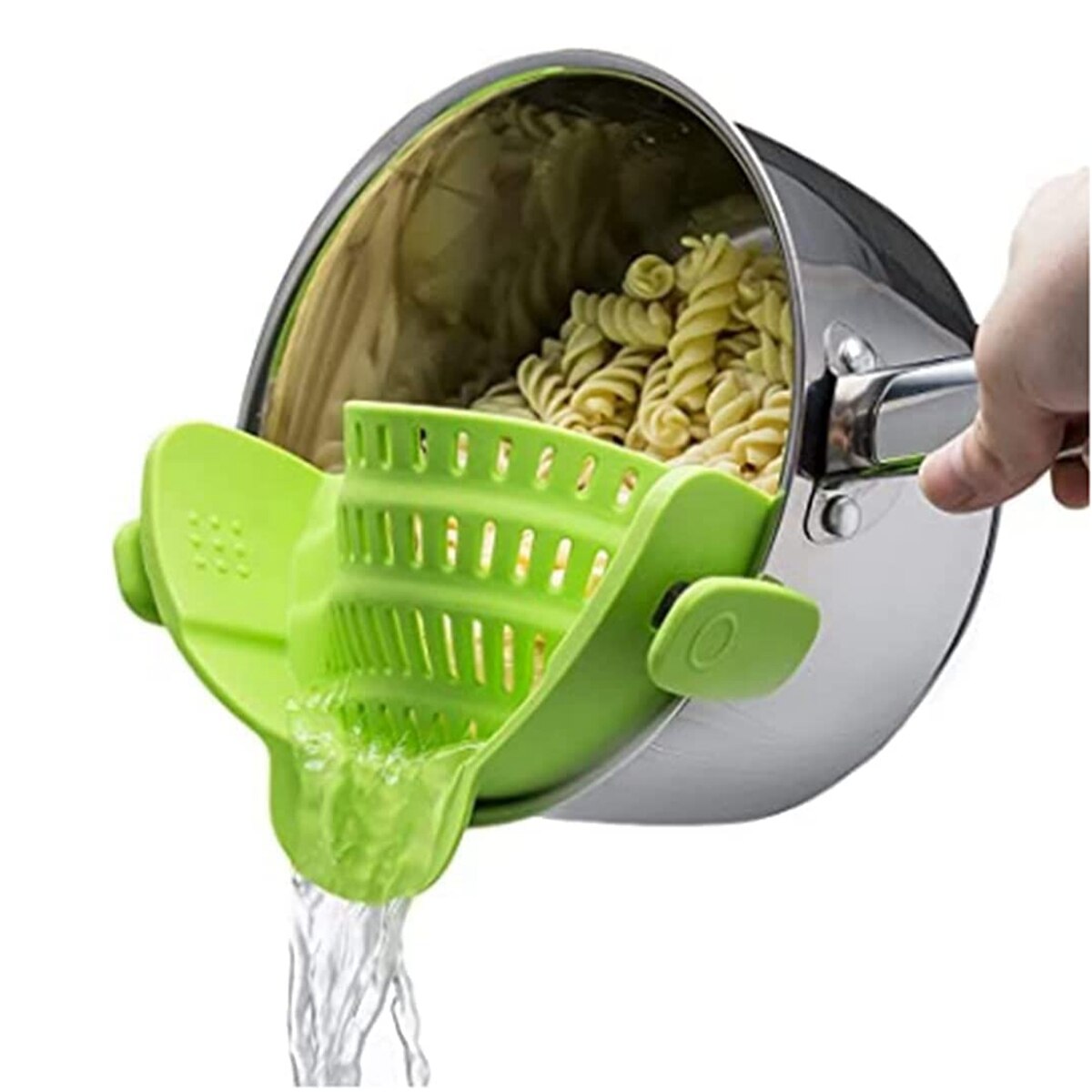 Siliconen Clip Op Zeef Voor Potten Pan Pasta Zeef Keuken Voedsel Zeef Handsfree Pan Zeef Voor Spaghetti Pasta rijst: Green