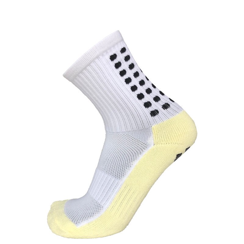 Anti-slip Plantar Rubber Block Soccer Socks Men Outdoor Sport Football Socks for women: White