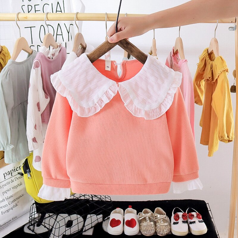 Korean Foreign Style Girls' Print Long Sleeve Top And Sweater Soft cotton T-shirts Tops Clothes Suitable For Playing Outside