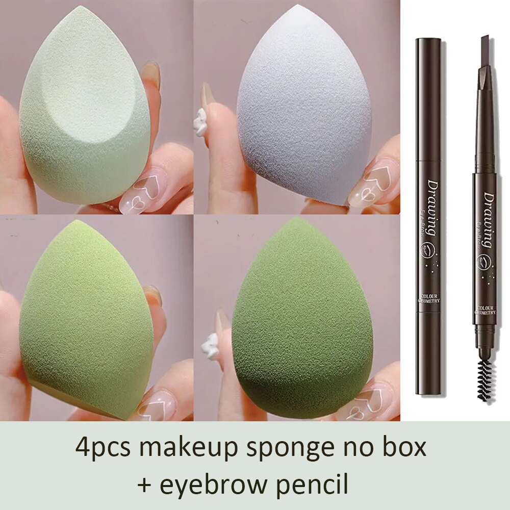 Makeup Sponge Beauty Blender Bombs Cosmetics Waterdrop Blending Tools For Liquid Cream Foundation Sponge for Makeup 1/4/7pcs: 4pcs green no box