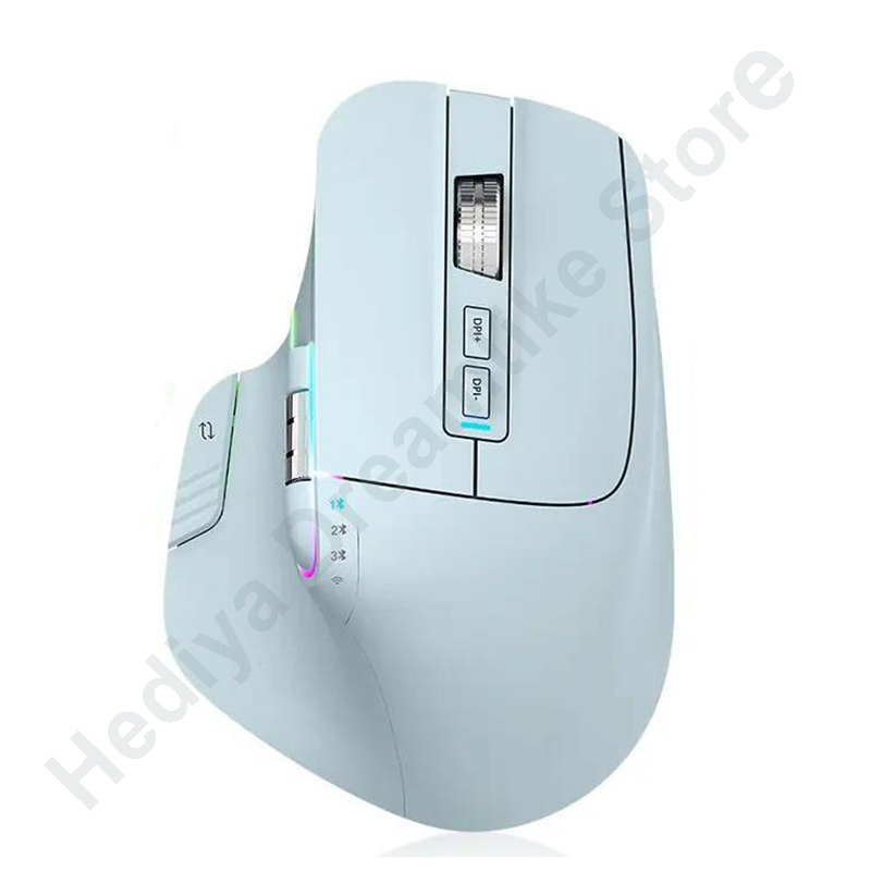 Bluetooth 2.4G Tri-Mode Draadloze Muis Dempen Kantoor Rgb Ergonomische Gaming Type-C Oplaadbare Mause Voor Laptop Pc Notebook Ipad: Blauw