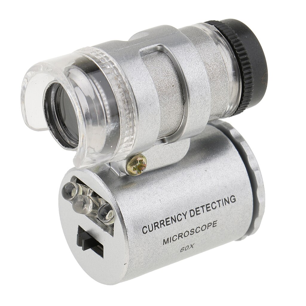 Mini Microscope with LED Lamp Jeweler Magnifier Loupe 60X Magnifying