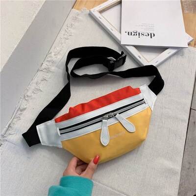 Leisure Tailleband Vrouwen Canvas Kleuraanpassing Een Schoudertas Student Rugzak Mode Borst Laterale Airbags Reizen Mobiele Zak: Red and yellow