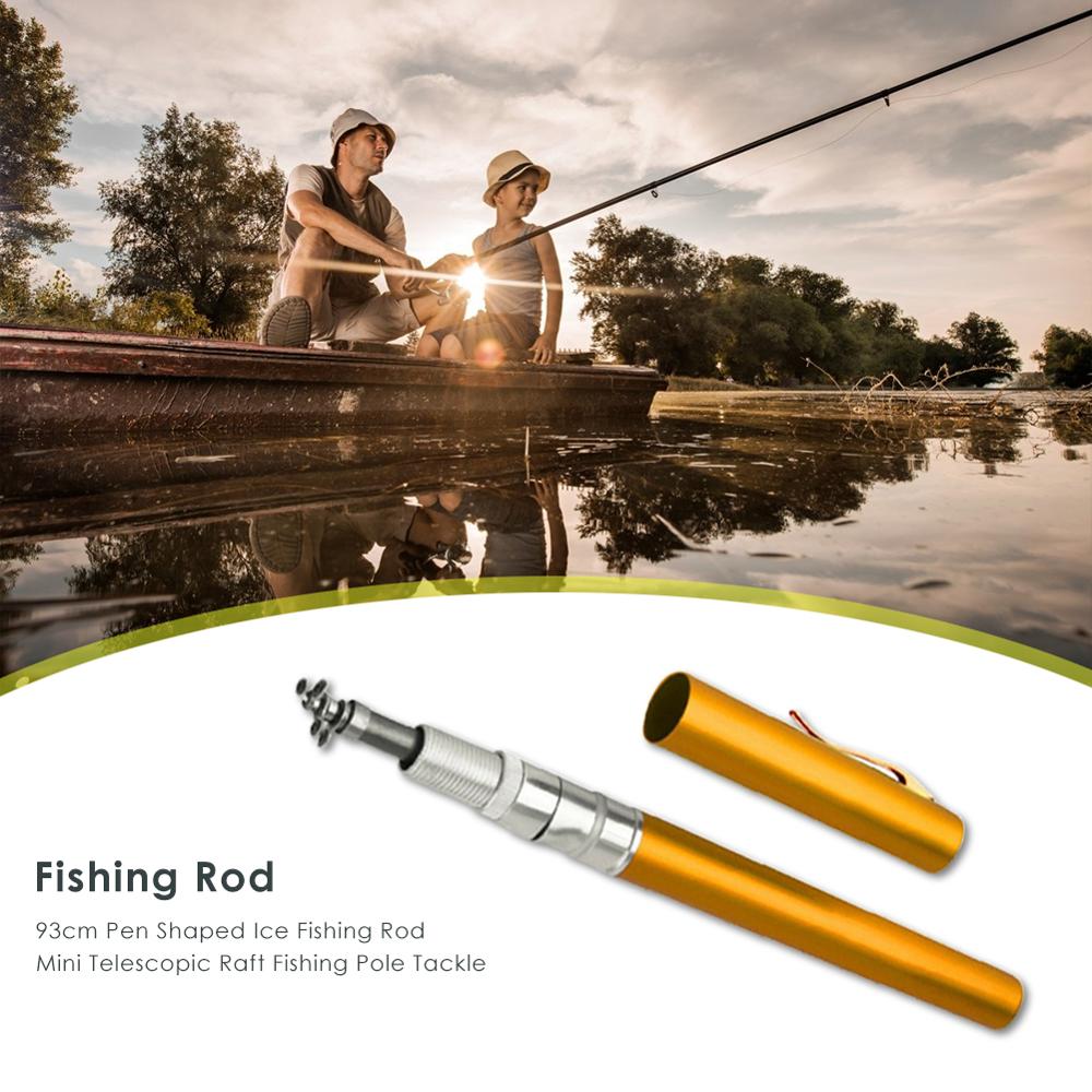 93cm Pen Shaped Fiberglass Ice Rock Fishing Rod Portable Lightweight Mini Telescopic Raft Fishing Pole Gear Tackle