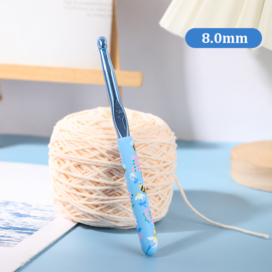 1 Stück/2,0–10,0 mm kleine Biene bedruckte Häkelnadeln, Häkelnadeln für Anfänger und Stricken, Häkelgarn, DIY-Bastelbedarf: Burgunderrot