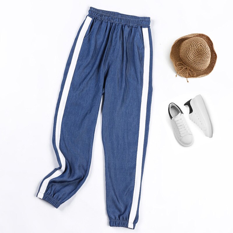 Jogging Broek Dunne Koreaanse Stijl Elastische Taille Trekkoord Sport Broek Zomer Fitness Broek Outdoor Oefening Broek: dark blue / Xl