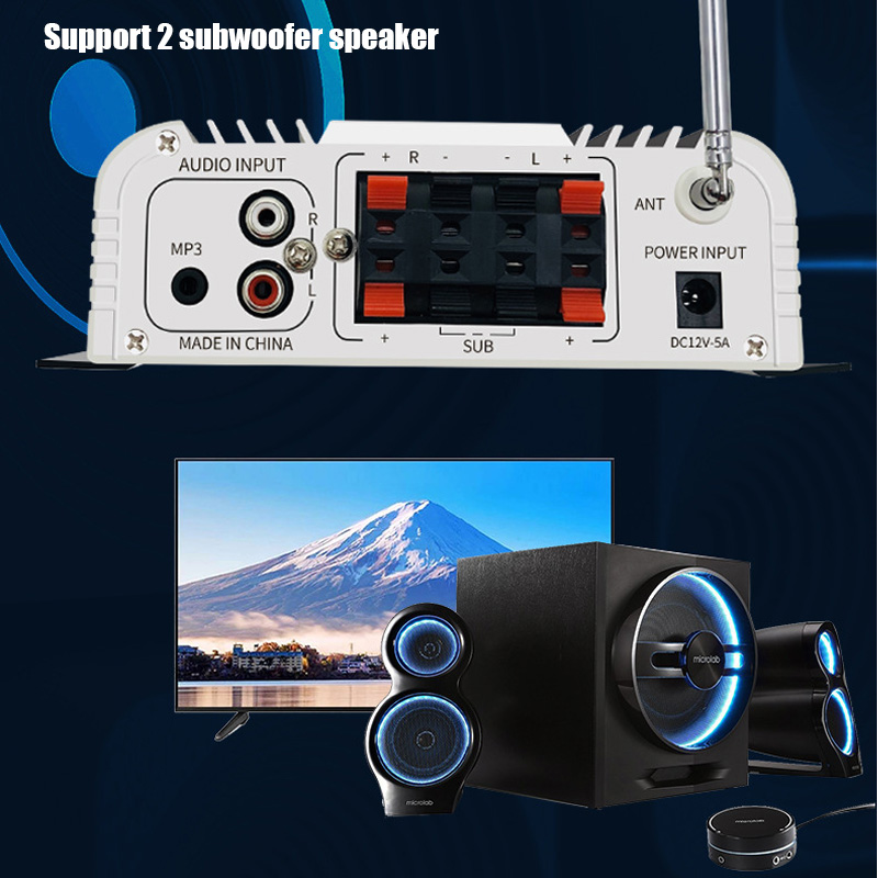 HY-118 Bluetooth Amplifier 2.2 Channel Support 2 Subwoofer Speaker FM TF USB Remote Control Mini HIFI Digital Amplifier Stereo