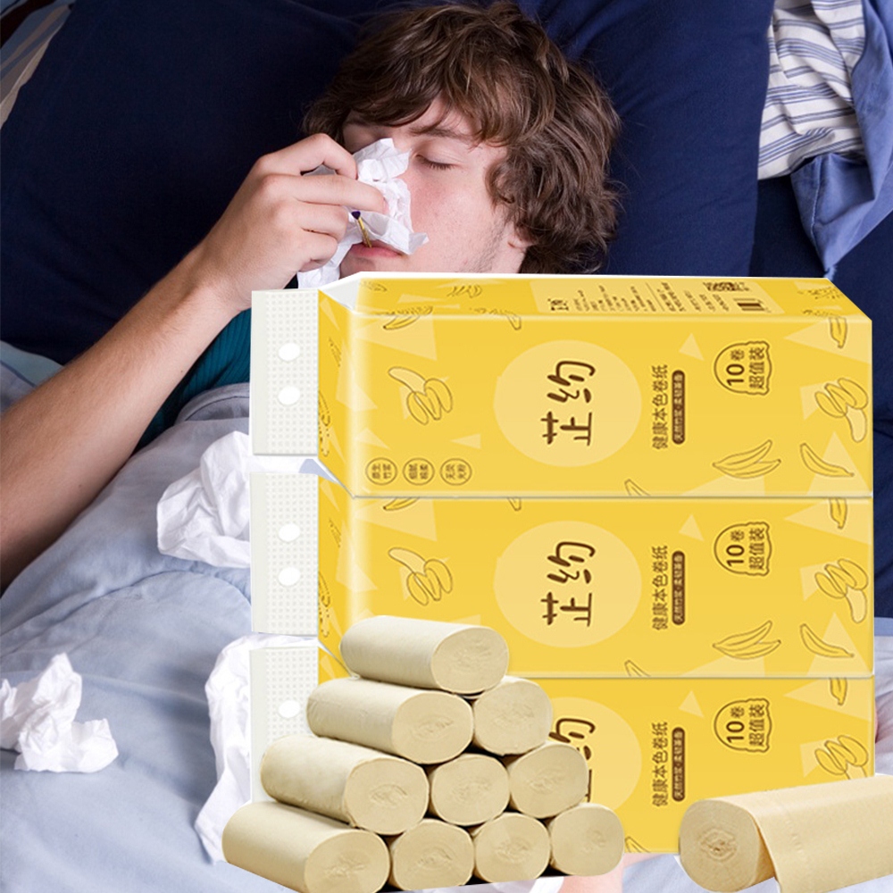 10 Rolls/Lot Toilet Roll Paper Primary Wood Pulp Skin-friendly Toilet Paper Fast 3 Layers Home Bath Toilet Roll Paper