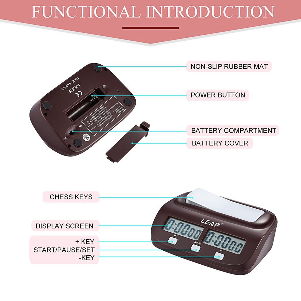 Compact Digital Chess Clock Count Up Down Timer Electronic Board Game Bonus Competition Master Tournament free