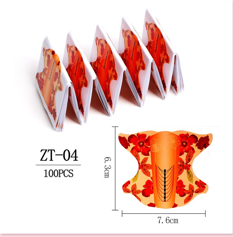 100 pièces poisson forme Nail Art français acrylique UV Gel conseils Extension Curl constructeur forme pochoir manucure outil autocollant pour polonais Guide: 4