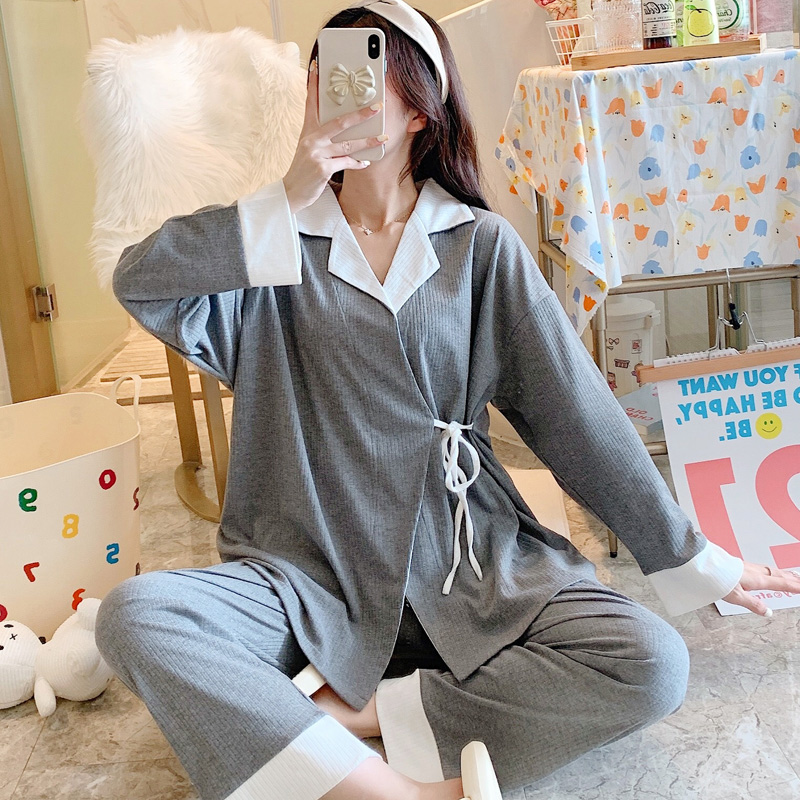 65% baumwolle Mutterschaft Pflege Nachtwäsche setzt Frühling Herbst verlieren Pyjama Anzüge Kleidung für Schwangere Frauen Schwangerschaft Hause Schlafen