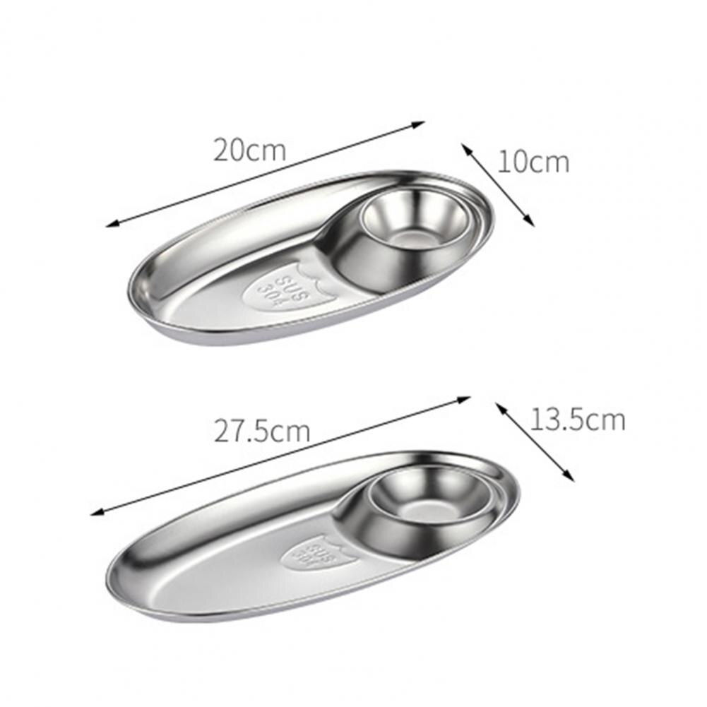 Plato ovalado para aperitivos de acero inoxidable 304, plato para servir comida, postre, salsa, Sushi, cocina, ensaladas