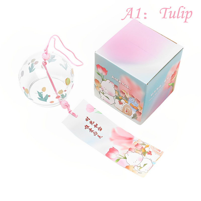Campana del vento giapponese campanelli eolici giapponesi fatti a mano in vetro Furin decorazioni per la casa Spa Kitchen Office Decor Sakura Cherry Blossom Pattern: Borgogna