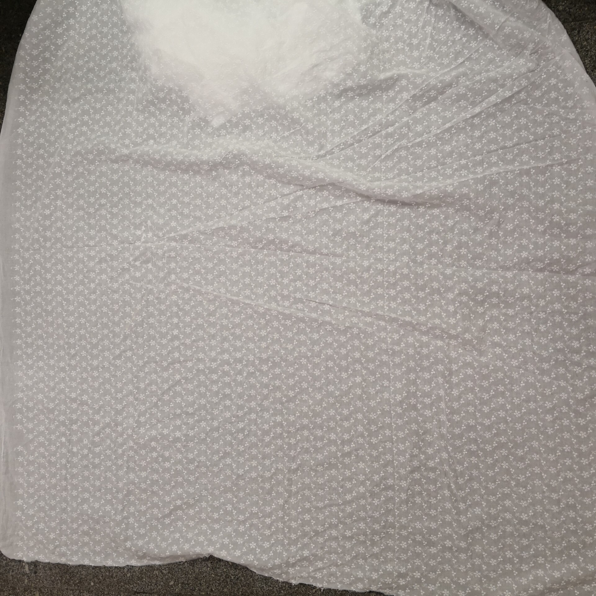 White And Off-white Soft Embroidered Cotton Fabric For Dress Shirt, Width 130cm, By The Meter