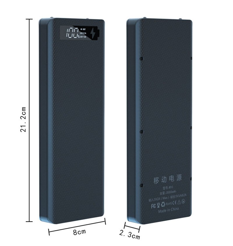 Pd Diy Power Bank Case 10*18650 Battery Charger Box Qc Quick 18650 Batterij Houder Dual Usb Mobiele Telefoon lader Shell Geen Batterij