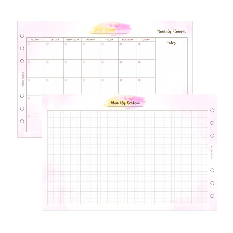 MyPretties Fantasy Maandelijkse Planner Refill Papers A5 A6 Drievoudige Filler Papers voor 6 Gat Organizer Binder Notebook Papers: A7-80X120mm