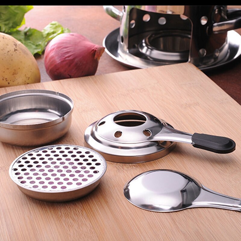 Practical Stainless Steel Alcohol Stove Mini Chocolate Cheese Small Pot Heating Furnace Outdoor Heating And Insulation Tool