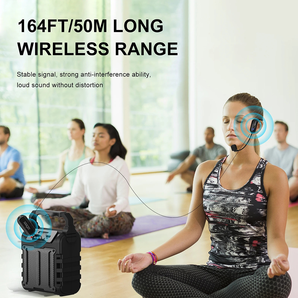 Trasmettitore set microfono lavalier wireless montato sulla testa 2.4G con ricevitore per amplificatore altoparlante vocale guida turistica didattica
