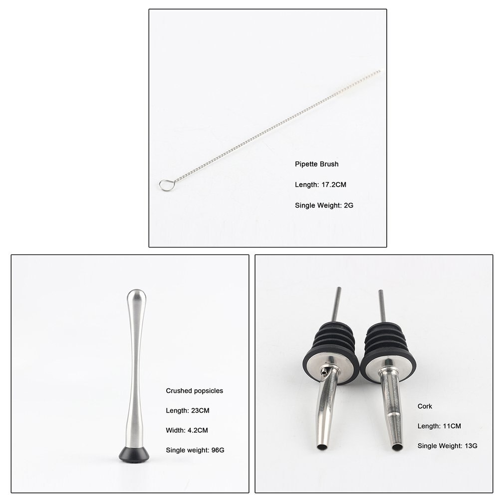 Kit de ustensiles de Bar avec support carré en bois | Ensemble de cocktails en acier inoxydable de 23 pièces pour Bar, outils de Bar de fête de boissons