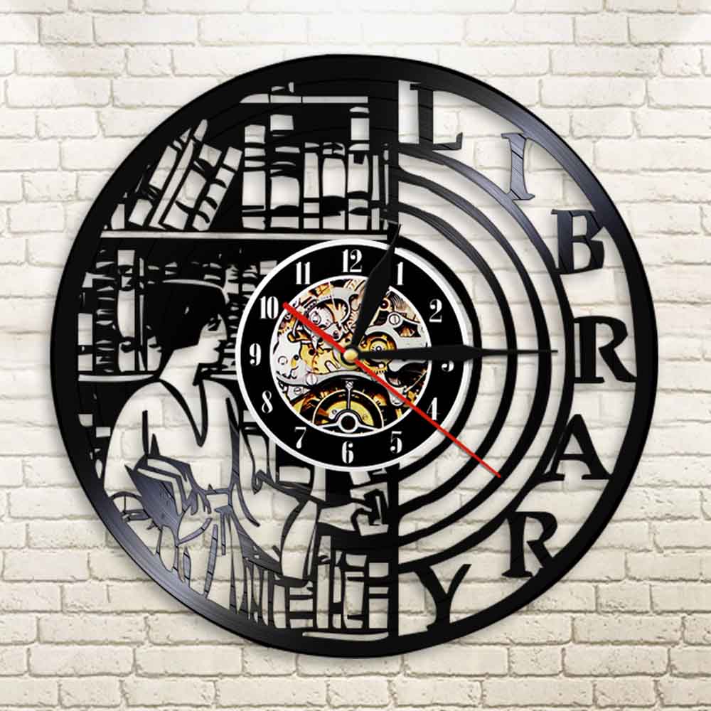 Libros de lectura, biblioteca, decoración de arte de la pared, de moderno reloj de pared, marcapáginas, Vintage, vinilo, reloj de pared, libro, para amantes