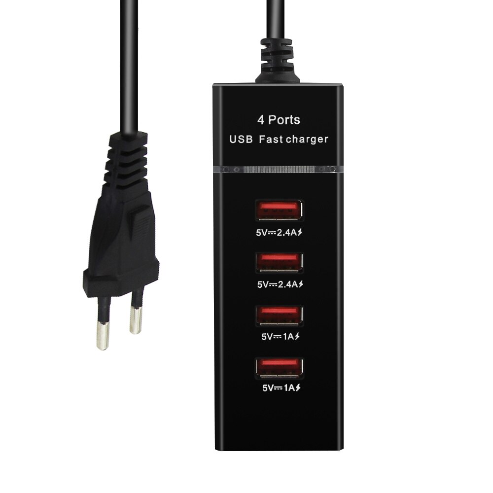 Portable 4 Ports USB Hub Charger Desktop Wall Charger AC Power Adapter EU/AU Plug Slots Charging Extension Socket Outlet: DZ0023-EU