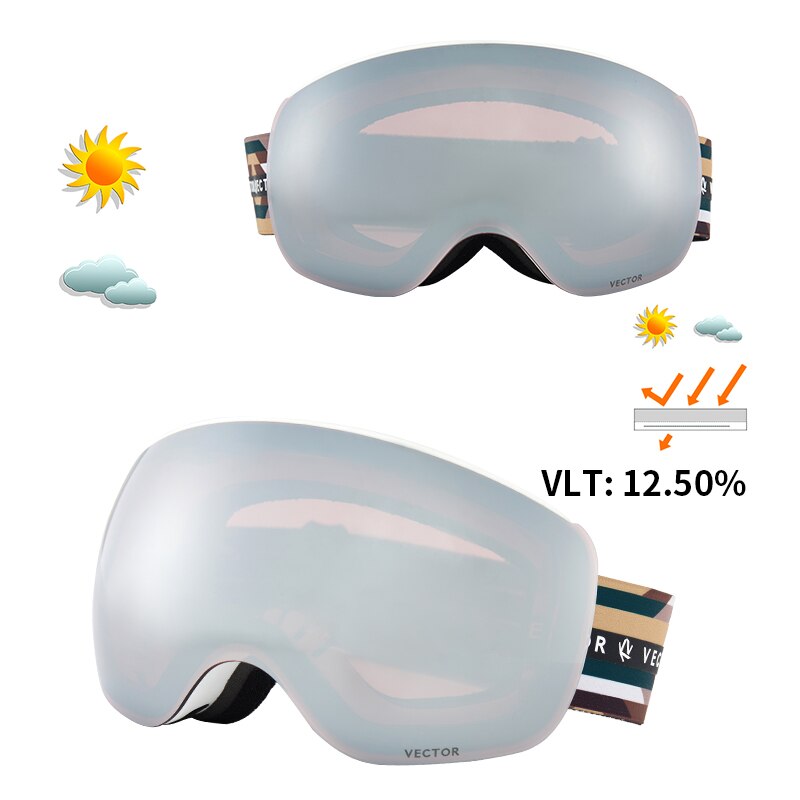 Otg karakteristisk tryk strop skibriller snebriller mænd skibrille anti-dug snowboard skiløb kvinder solbriller udendørs sport: Farve 14