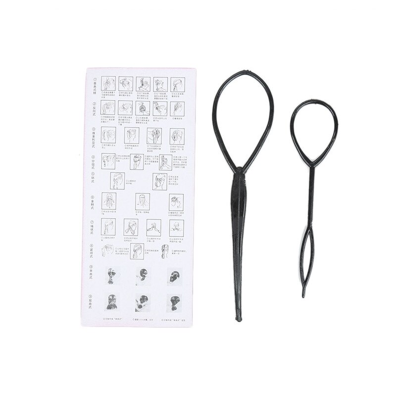 2 st/set hästsvansskapare plastögla stylingverktyg svart hästsvans hårfläta plast magisk hästsvans styling maker clip tool
