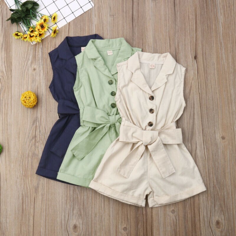 Peuter Meisjes Overall Romper - Mouwloze Effen Kleur Jumpsuit voor de Zomer - 1-6 Jaar