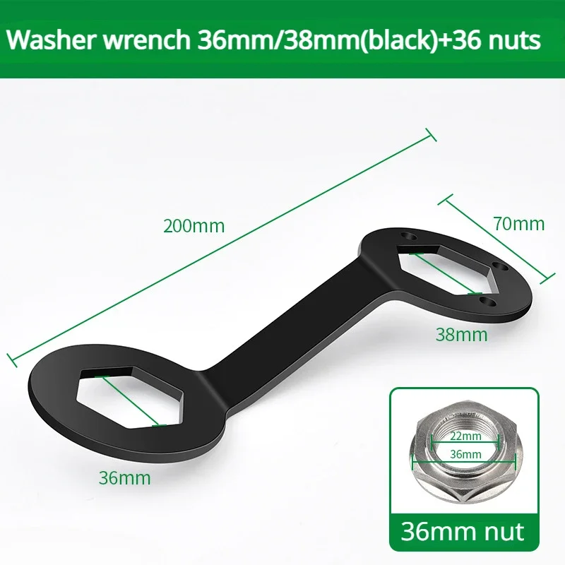 Llave de embrague para lavadora de 36/38mm, llave de lavadora automática con tuerca, llave de reparación de limpieza del hogar, herramientas manuales de desmontaje: Verde