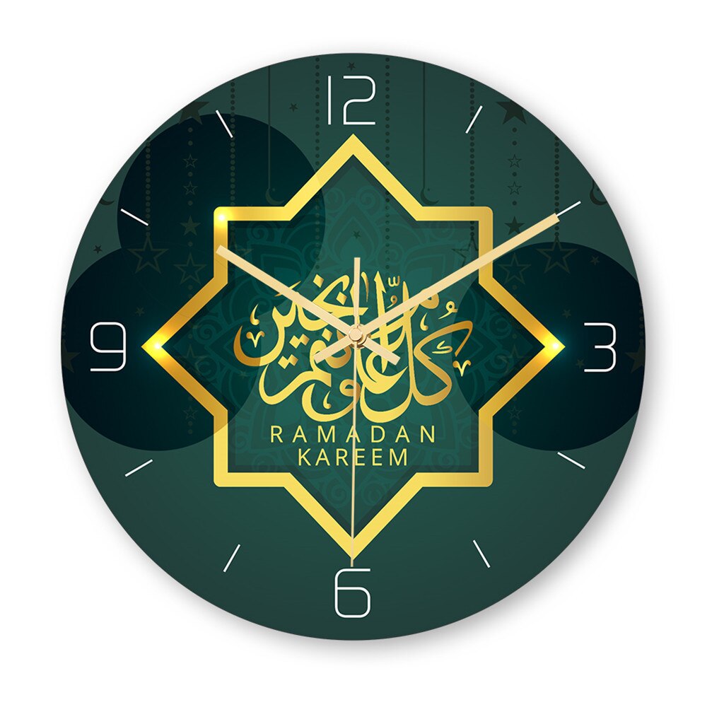 Frameless 3D Wall Clock Decal Sticker Muslim Ramadan Mubarak Home Decor Wall Clock Posters Wallpaper Islamic Wall Clock