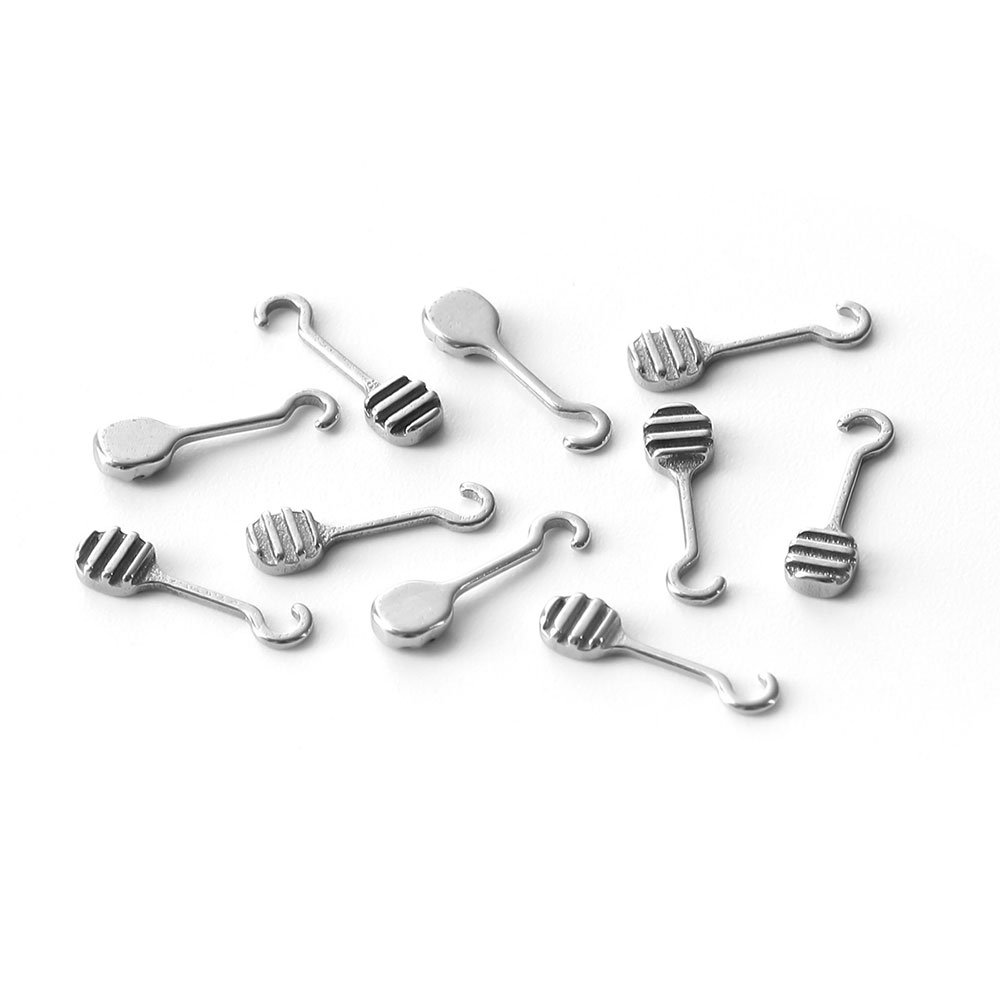 10 unids/bolsa gancho de ortodoncia Dental ganchos crimpables curvados largos Material de acero inoxidable soportes accesorios de odontología izquierda/derecha