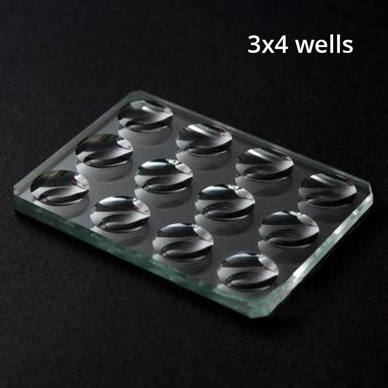 Biological Microscope Circular Concave Cavity Blank Slide Optical Glass Multiple Wells Optional Bio-microscope Science Accessory: 3x4 wells