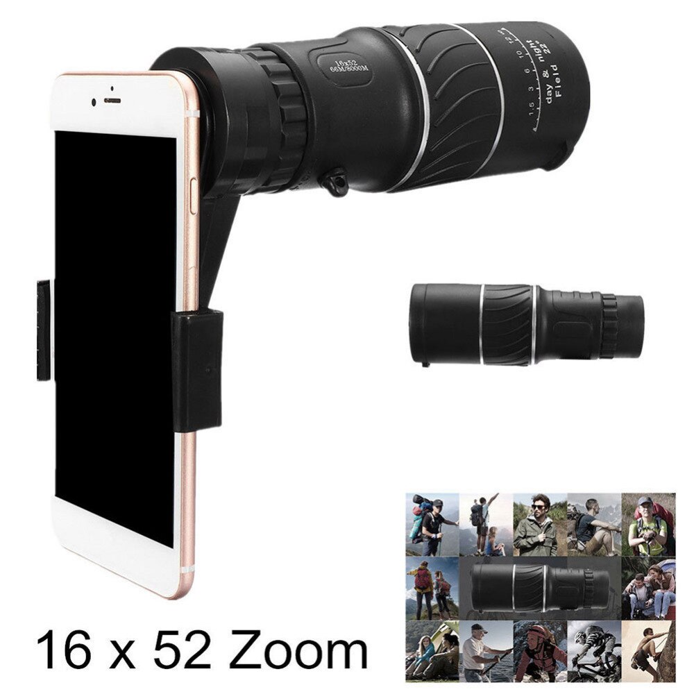 Universal 16x52 Zoom Optical Clip Mobile Phone Telescope Camera Lens for iphone X S9 Note 8
