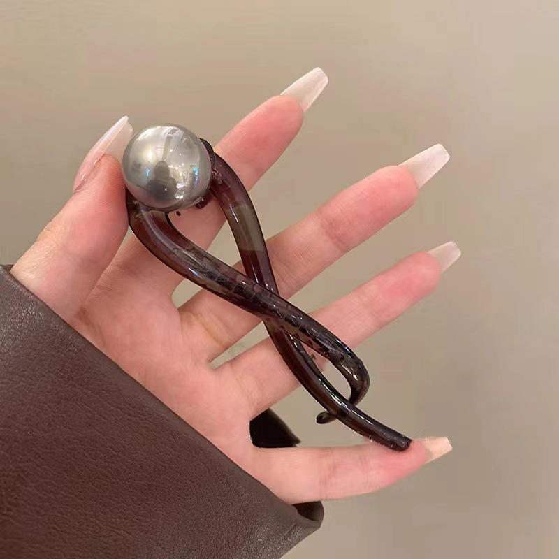 Pinzas para el cabello con forma de cola de caballo Retro para mujer, horquillas con Clip de tiburón y perlas a la , pasadores, accesorios para el cabello