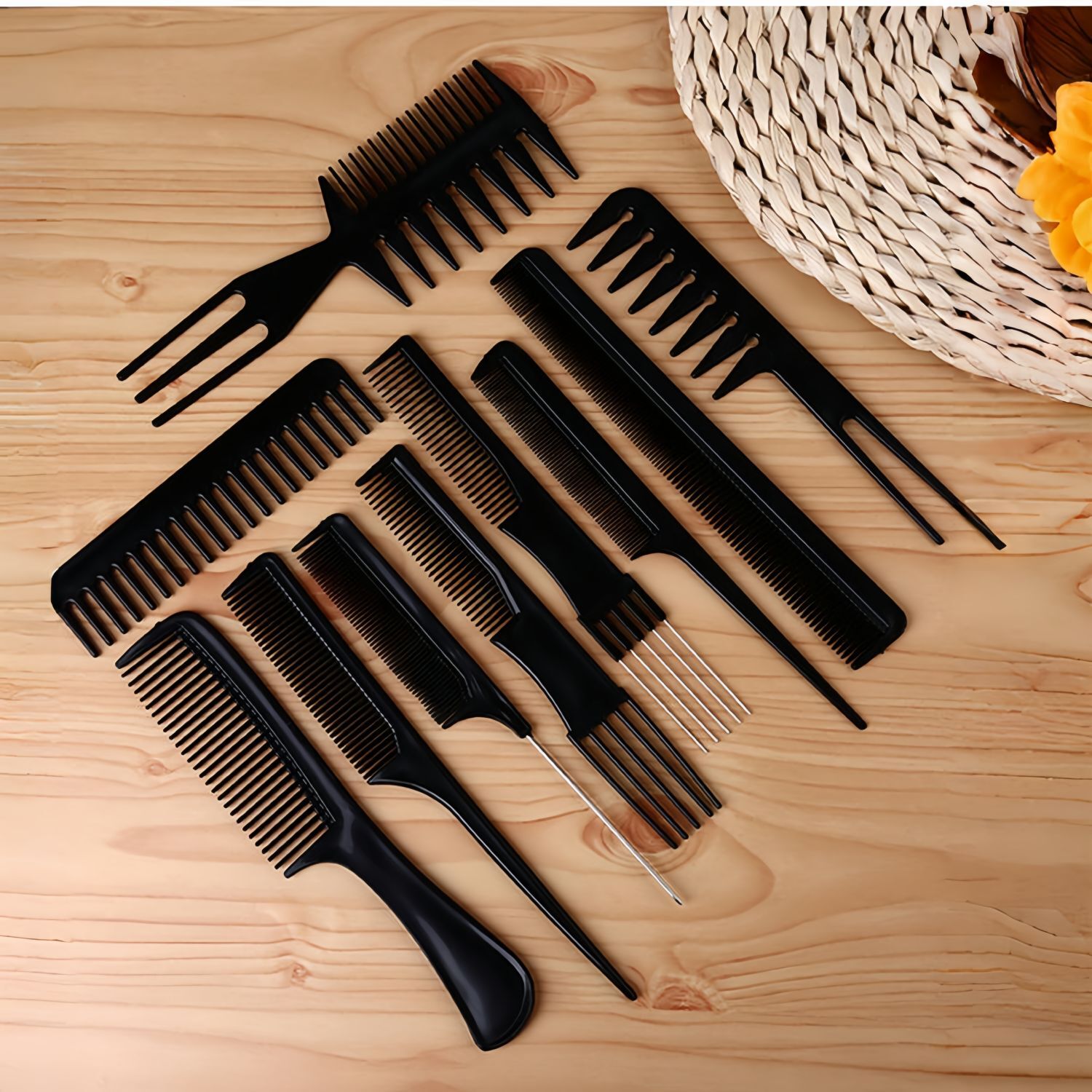 10Pcs Hair Styling Comb Set Salon Barber Hairstylist Big Wide Tooth Comb Hair Brush Retro Hairdressing Style Accessories: Default Title