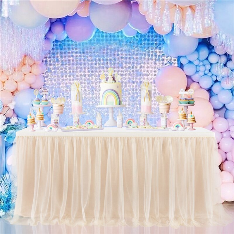 183x77cm Table Skirts Birthday Tulle Table Skirting Wedding Party Tutu Table Skirt Baby Shower Halloween Party Home Decor